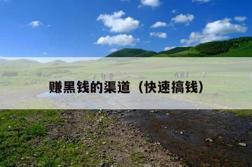 赚黑钱的渠道(快速搞钱)