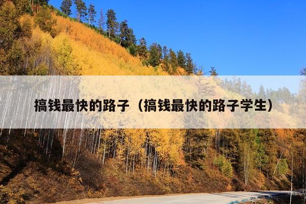 搞钱最快的路子(搞钱最快的路子学生)