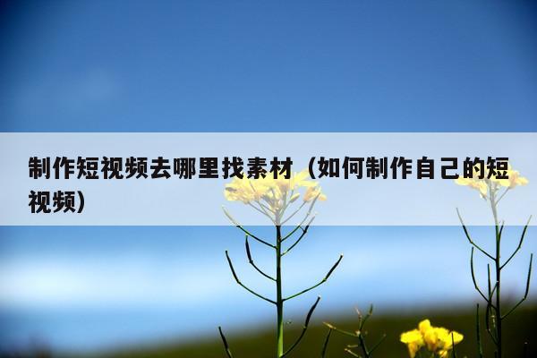 制作短视频去哪里找素材(如何制作自己的短视频)