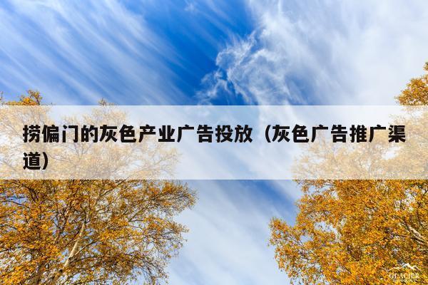 捞偏门的灰色产业广告投放(灰色广告推广渠道)